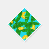 バナナ葉と水彩デザイン スタンダードカクテルナプキン (角)