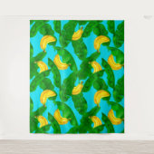 バナナ葉と水彩デザイン タペストリー (正面)