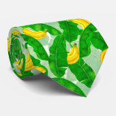 バナナ葉と水彩デザイン ネクタイ (ロール)