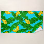 バナナ葉と水彩デザイン ビーチタオル (正面)