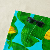 バナナ葉と水彩デザイン ビーチタオル (インサイチュ)