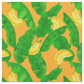 バナナ葉と水彩デザイン ファブリック (クローズアップ)