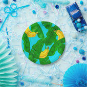 バナナ葉と水彩デザイン ペーパープレート (パーティー)