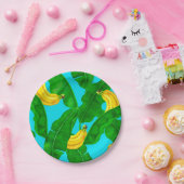 バナナ葉と水彩デザイン ペーパープレート (パーティー)