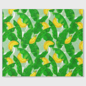 バナナ葉と水彩デザイン ラッピングペーパー (フラット)