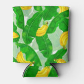 バナナ葉と水彩デザイン 缶クーラー (正面)