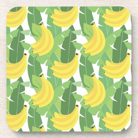 バナナ葉のと果物の柄 コースター (正面)