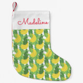 バナナ葉のと果物の柄|名前の追加 スモールクリスマスストッキング (正面)