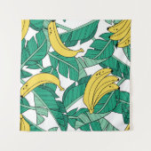 バナナ葉のヴィンテージ:白いパターン。 タペストリー (正面(横))