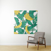 バナナ葉のヴィンテージ:白いパターン。 タペストリー (インサイチュ)