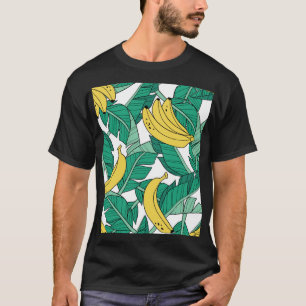 バナナ葉のヴィンテージ:白いパターン。 Tシャツ