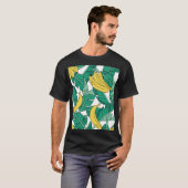 バナナ葉のヴィンテージ:白いパターン。 Tシャツ (正面フル)