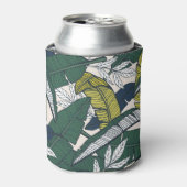 バナナ葉手描きイラストレーション。 缶クーラー (缶正面)