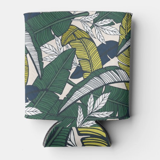 バナナ葉手描きイラストレーション。 缶クーラー (正面)