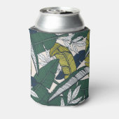 バナナ葉手描きイラストレーション。 缶クーラー (缶裏面)