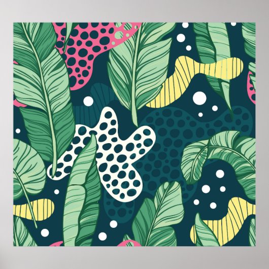 バナナ葉抽象芸術、トレンディーカラー ポスター (正面)