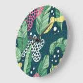 バナナ葉抽象芸術、トレンディーカラー ラージ壁時計 (傾斜)