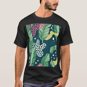 バナナ葉抽象芸術、トレンディーカラー Tシャツ