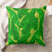 バナナ葉水彩模様 クッション (ブランケット)