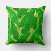 バナナ葉水彩模様 クッション (正面)