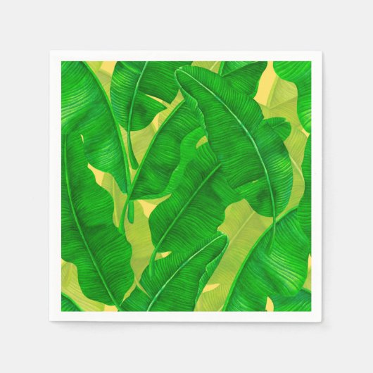 バナナ葉水彩模様 スタンダードカクテルナプキン (正面)
