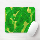 バナナ葉水彩模様 マウスパッド (マウス)