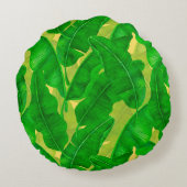 バナナ葉水彩模様 ラウンドクッション (裏面)