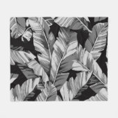 バナナ葉3 フリースブランケット (正面(横))