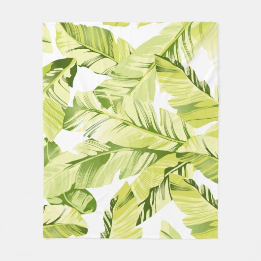 バナナ葉4 フリースブランケット (正面)