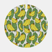 バナナ葉：熱帯果実パターン ガラスオーナメント (裏面)