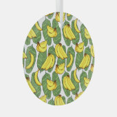 バナナ葉：熱帯果実パターン ガラスオーナメント (正面右)