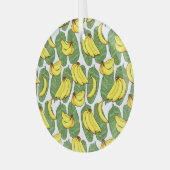 バナナ葉：熱帯果実パターン ガラスオーナメント (正面左)