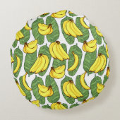 バナナ葉：熱帯果実パターン ラウンドクッション (裏面)