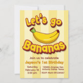 バナナ誕生日お祝い招待状 Let's Go Banana 招待状 (正面)