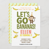 バナナ誕生日パーティー編集可能バナナ招待状 招待状 (正面/裏面)
