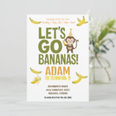 バナナ誕生日パーティー編集可能バナナ招待状 招待状 (スタンド正面)
