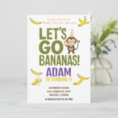 バナナ誕生日パーティー編集可能バナナ招待状 招待状 (スタンド正面)