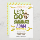 バナナ誕生日パーティー編集可能バナナ招待状 招待状 (正面/裏面)