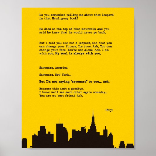 バナナ魚の灰への手紙 ポスター (正面)