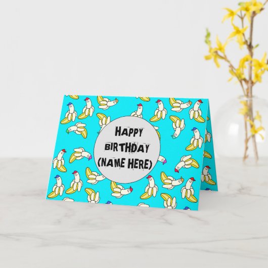 バナナ・アニパーソナライズされたメ誕生日カード カード (黄色い花)