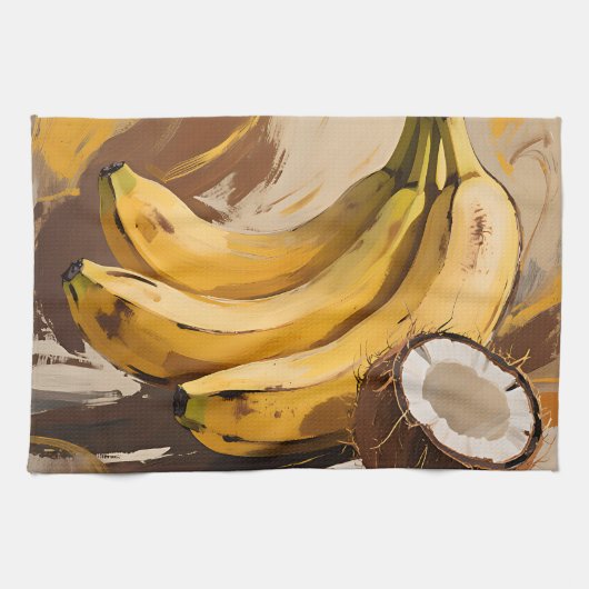 バナナ ココナッツ 静物画 キッチンタオル (横)