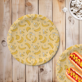 バナナ ストライプ ベクトル パターン | イエロー ペーパープレート