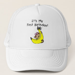 バナナ-女の子猿の第1誕生日 キャップ