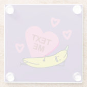 バナナ·文字·ミー·バレンタインが横になって笑う ガラスコースター (裏面)