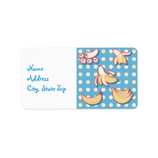 バナナ – 青と黄色のポルクaドット ラベル (正面)