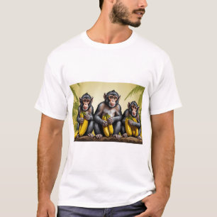 バナナTシャツを持つ3匹のサル Tシャツ