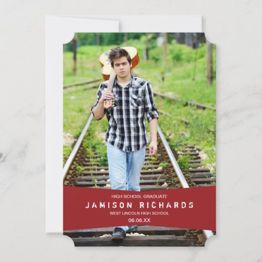 バナモダンー卒業のお知らせ/赤 招待状 (正面)