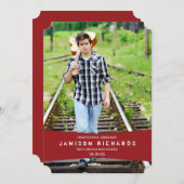 バナモダンー卒業のお知らせ/赤 招待状 (正面/裏面)