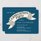 バナーお祝い卒業パーティー招待状 招待状 (正面/裏面)