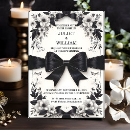 バナーがサテンシックなリボンカッティング結婚の 招待状